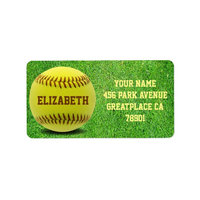 Softball Custom Ball Address Label (Front)