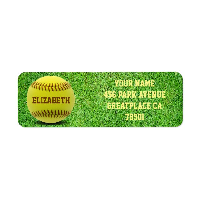 Softball Custom Ball Return Address Label (Front)