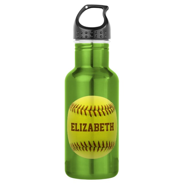 Softball Custom Ball Water Bottle (Front)