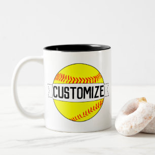 Softball Custom Team Name and Color Sports Fan Two-Tone Coffee Mug