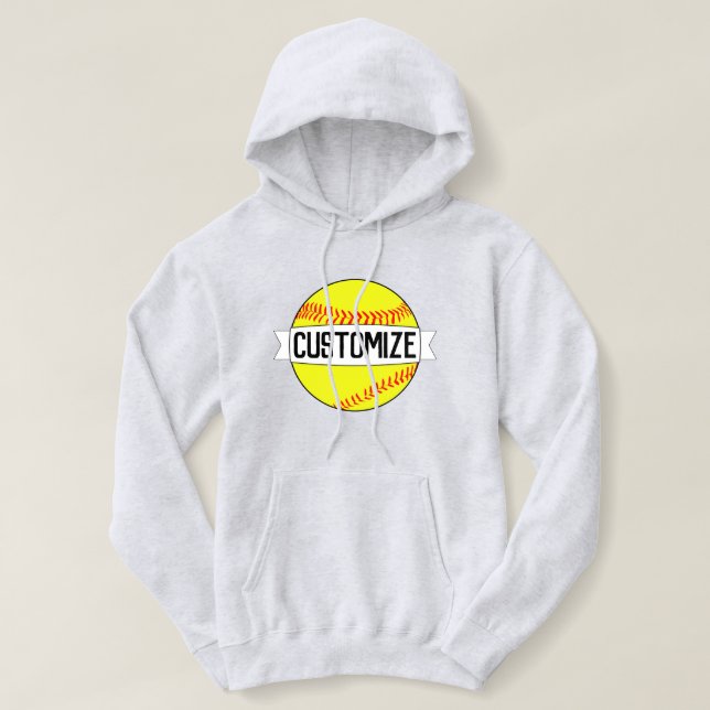 Softball Custom Team Name & Player Number Sports Hoodie (Design Front)
