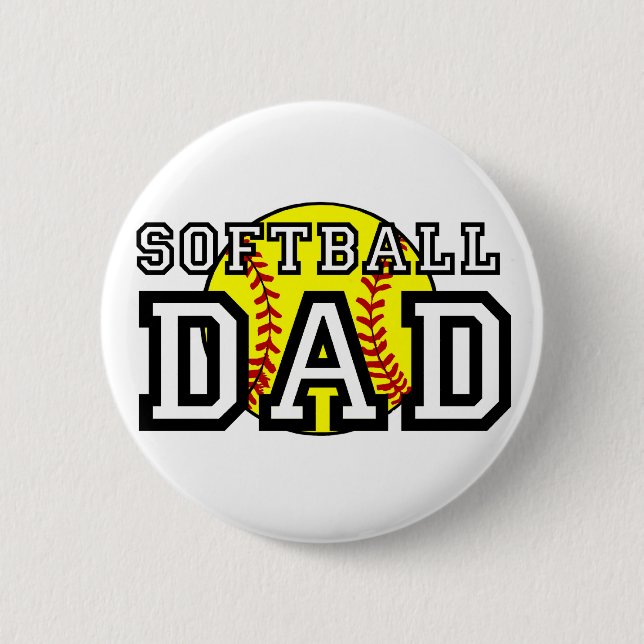 Softball Dad 2 Inch Round Button (Front)
