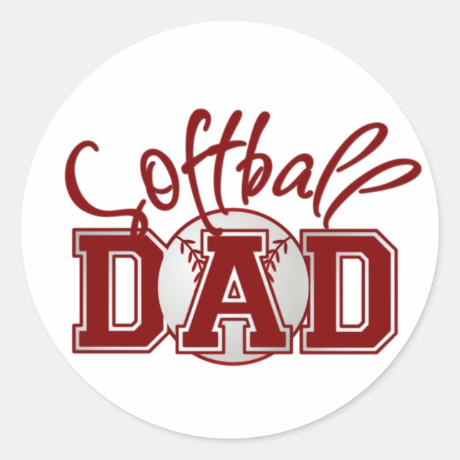 Softball DAD Classic Round Sticker (Front)