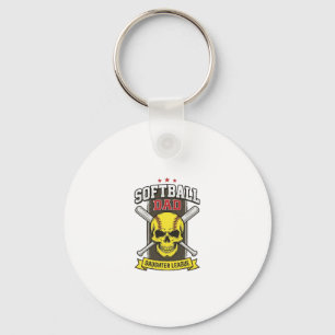 Softball Dad Daughter League Vintage Vector Design Keychain