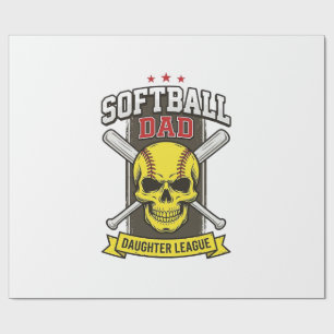Softball Dad Daughter League Vintage Vector Design Wrapping Paper