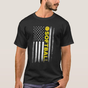Softball Dad Mom Usa Us American Flag Apparel T-Shirt