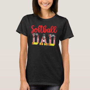 Softball Dad Mom Usa Us American Flag Apparel T-Shirt