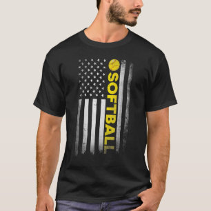 Softball Dad Mom Usa Us American Flag Apparel T-Shirt