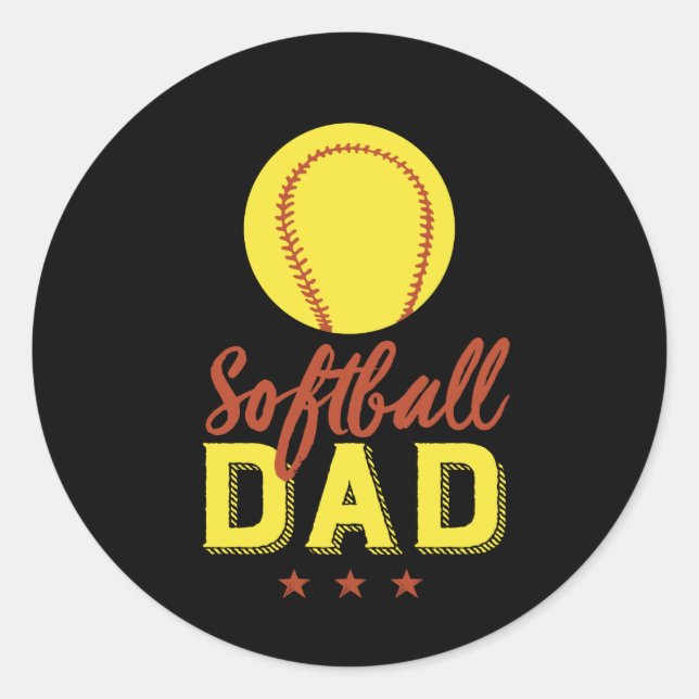 Softball Dad Proud Father of Sports Player Kid Classic Round Sticker (Front)