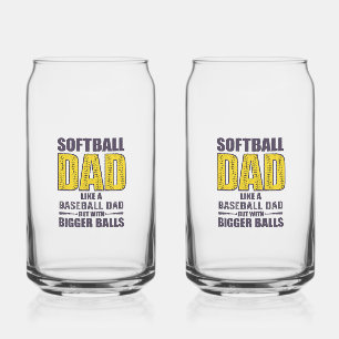 Softball Dad SVG, Funny Shirt Design Can Glass
