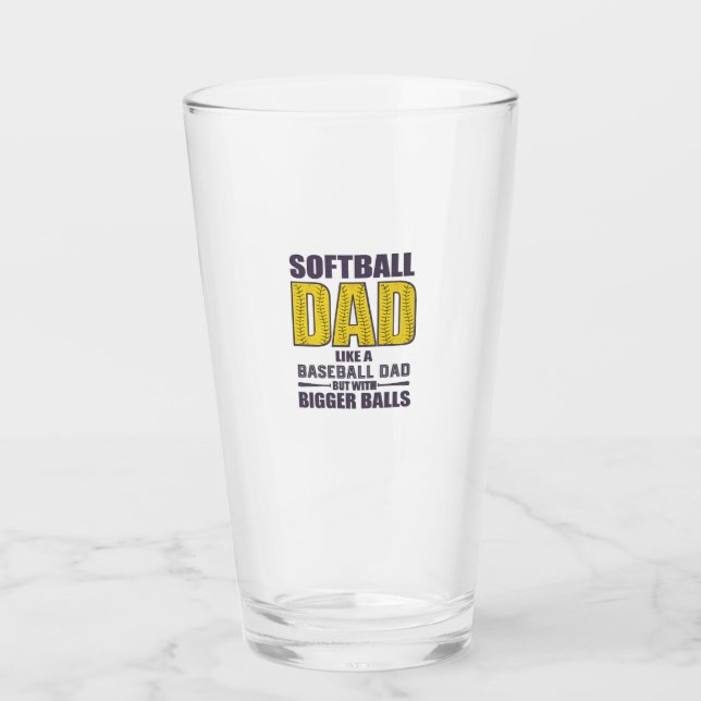 Softball Dad SVG, Funny Shirt Design  Glass (Front)