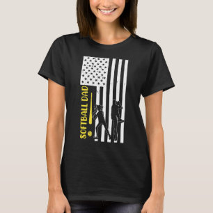 Softball Dad Usa Flag Softball Player's Dad Father T-Shirt