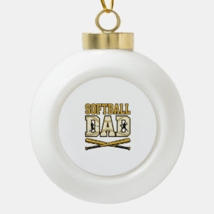 Softball Dad Vintage Engraving Bat Graphic_1 Ceramic Ball Christmas Ornament