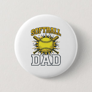 Softball Dad Vintage Engraving Shirt Design_1 2 Inch Round Button
