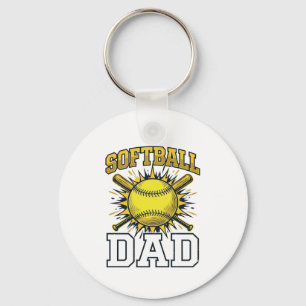Softball Dad Vintage Engraving Shirt Design_1 Keychain