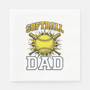 Softball Dad Vintage Engraving Shirt Design_1 Napkin