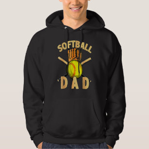 Softball Dad Vintage Usa American Flag Father's Da Hoodie