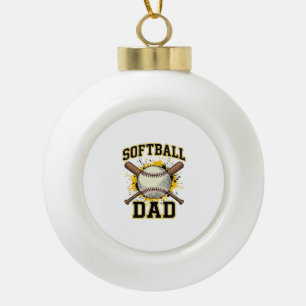 Softball Dad Vintage Varsity Crossed Bats Design_1 Ceramic Ball Christmas Ornament