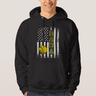Softball Dada American Flag Vintage Softball Hoodie