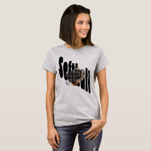 Softball Dimensional Logo Ladies Grey T-shirt