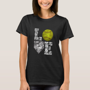 Softball Distressed Ball Cute Mom Love T-Shirt