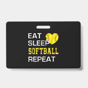 Softball Eat Sleep Softball Repeat Badge