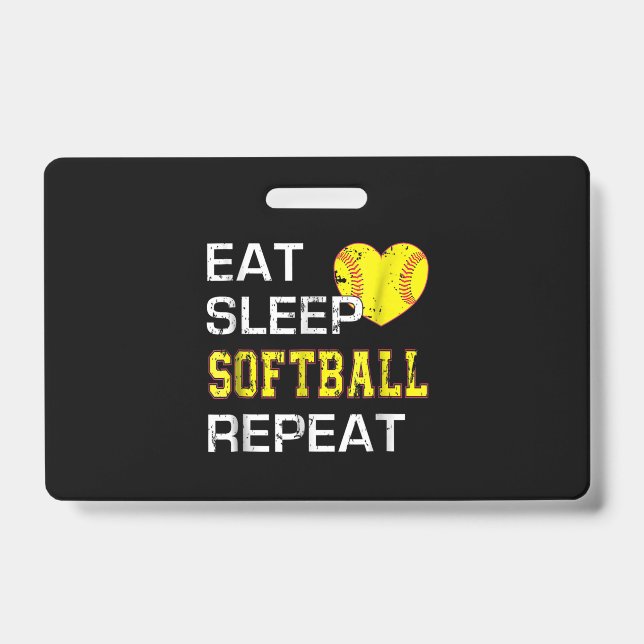 Softball Eat Sleep Softball Repeat Badge (Front)