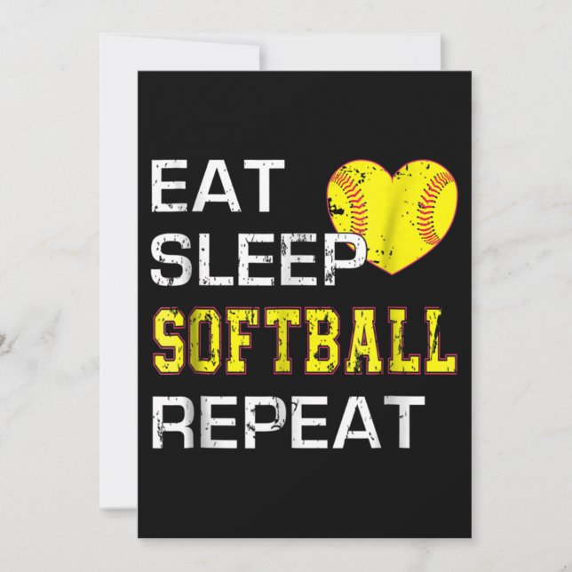 Softball Eat Sleep Softball Repeat Invitation (Front)