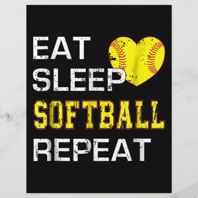 Softball Eat Sleep Softball Repeat Letterhead (Front)