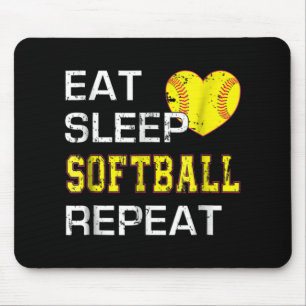 Softball Eat Sleep Softball Repeat Mouse Pad
