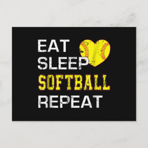 Softball Eat Sleep Softball Repeat Postcard