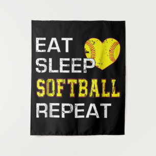 Softball Eat Sleep Softball Repeat Tapestry