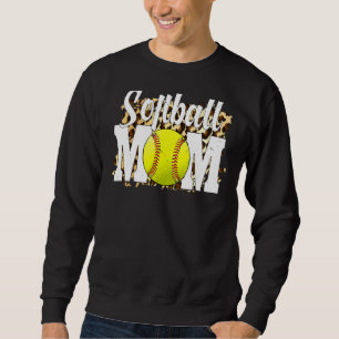 Softball Fans Leopard Women Softball Mom Mother's  Sweatshirt