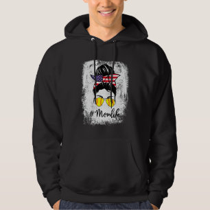 Softball Fastpitch Mom Life Messy Bun American Fla Hoodie