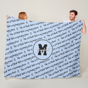softball field my happy place light blue ANY colou Fleece Blanket