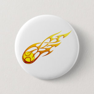 Softball Flame 2 Inch Round Button