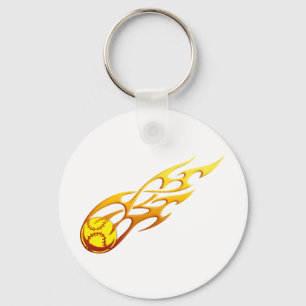 Softball Flame Keychain