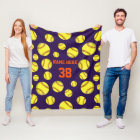 Softball Fleece Throw Blankets, Your COLORS, TEXT