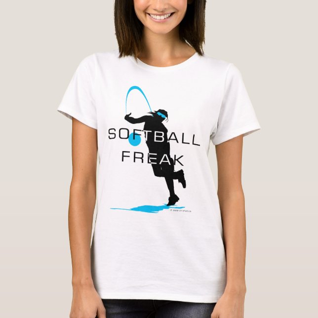 Softball Freak Blue Pitcher Softball T-Shirt (Front)