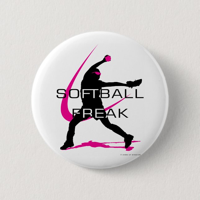 Softball Freak - Pitcher side 2 Inch Round Button (Front)