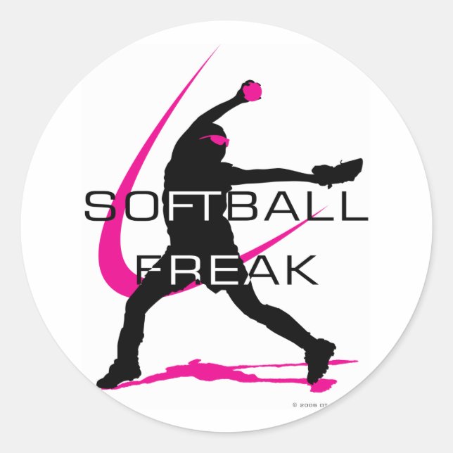 Softball Freak - Pitcher side Classic Round Sticker (Front)