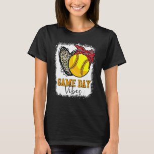 Softball Game Day Vibes Leopard Heart Headband Mom T-Shirt
