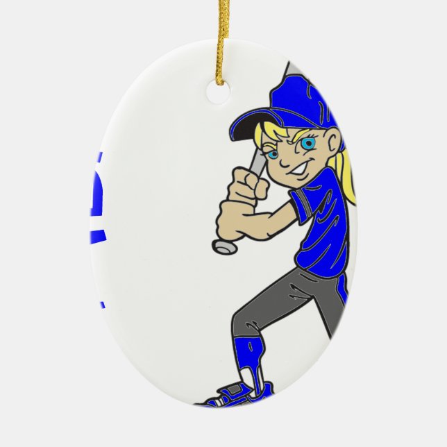 SOFTBALL GIRL BAT CERAMIC ORNAMENT (Front)