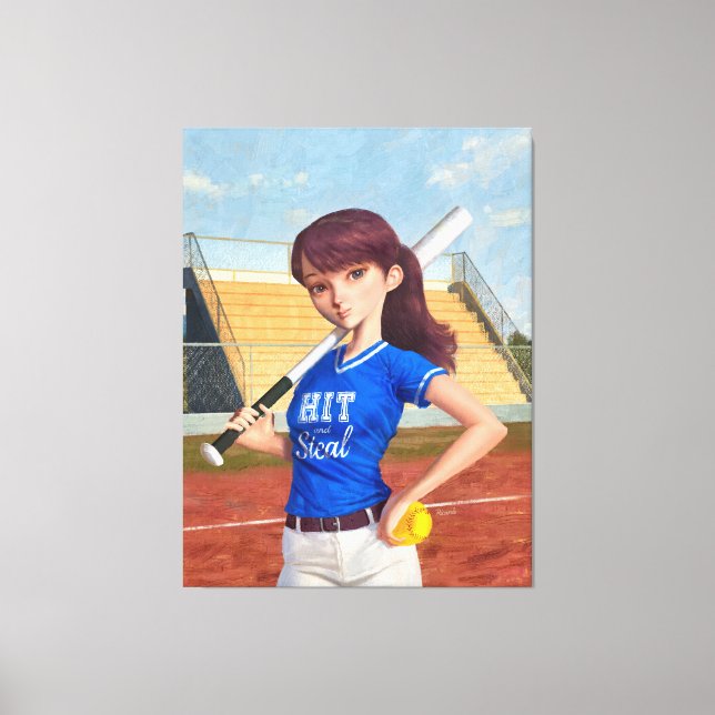 Softball Girl Canvas Print (Front)