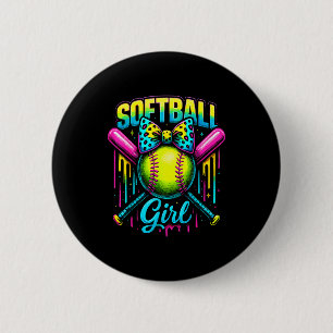 Softball Girl Drip Funny Softball Player  2 Inch Round Button