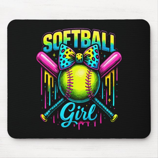 Softball Girl Drip Funny Softball Player  Mouse Pad (Front)
