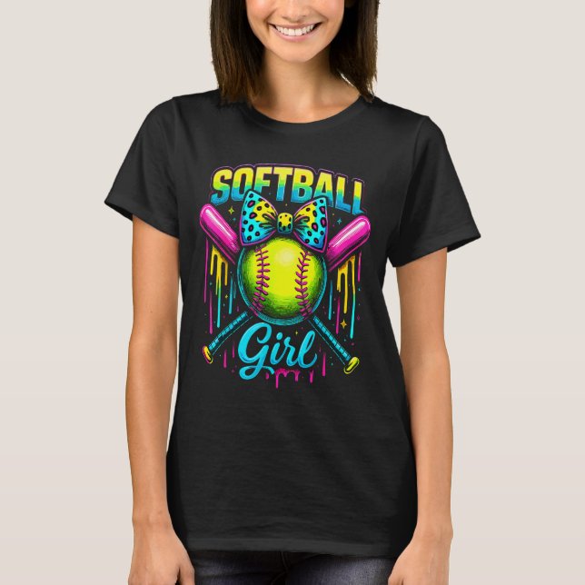 Softball Girl Drip Funny Softball Player  T-Shirt (Front)