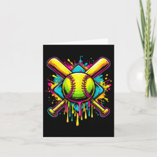 Softball Girl Ice Cream Softball Drip  Card