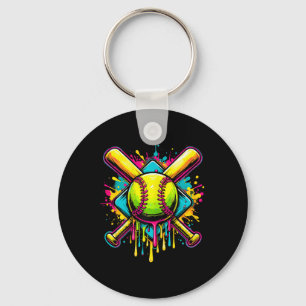 Softball Girl Ice Cream Softball Drip Keychain