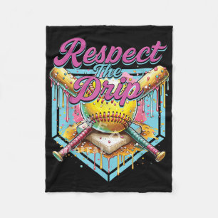 Softball Girl Ice Cream Softball Drip Youth Respec Fleece Blanket